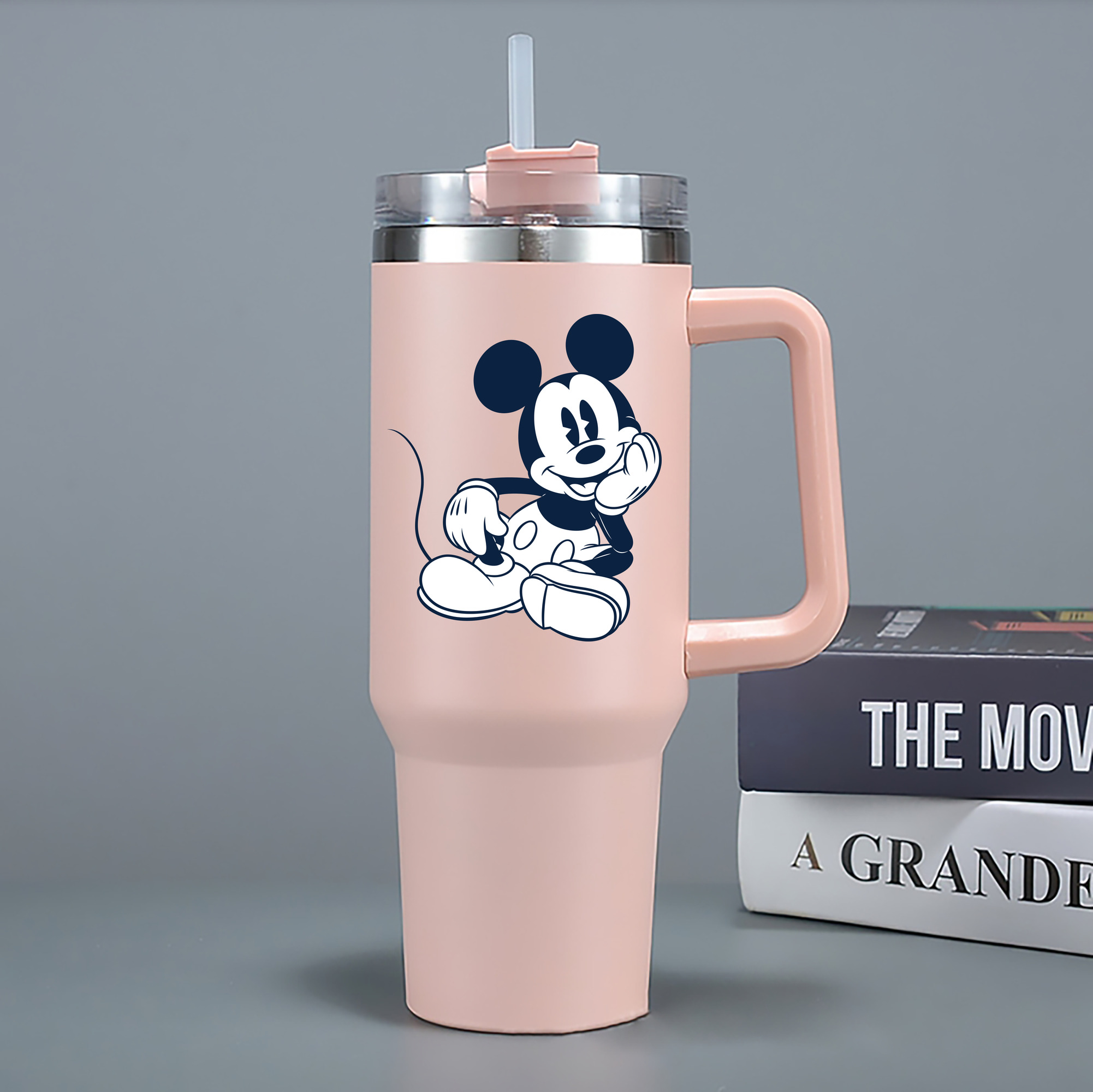 （画像用） ミッキーマウス Mickey Mouse 1200mL車用タンブラー - クリスタルステッカー（プラスチックストロー付き）
